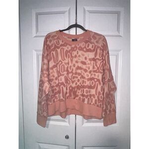 Adidas 11 Honore Womens Plus 1X Pink Animal Print Crew Neck Sweatshirt C…